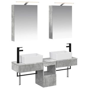 vidaXL Set di Armadi da Bagno 5 pz Grigio Cemento Legno ingegnerizzato