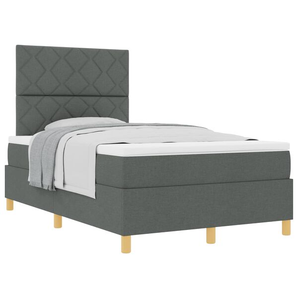 vidaXL Letto a molle con materasso Grigio scuro 120 x 200 cm Tessuto