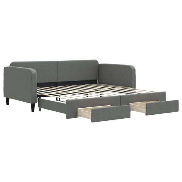 vidaXL Divano Letto Estraibile Cassetti Grigio Scuro 100x200cm Tessuto