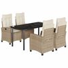 vidaXL Set da Pranzo da Giardino 5 pz con Cuscini Beige in Polyrattan