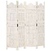 vidaXL Divisorio 4 Pannelli Intagliato Bianco 160x165cm Mango Massello
