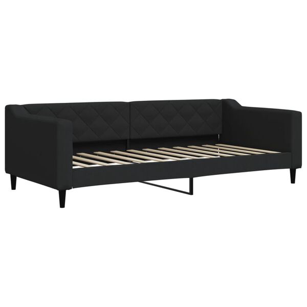 vidaXL Divano Letto con Materasso Nero 90x200 cm in Tessuto