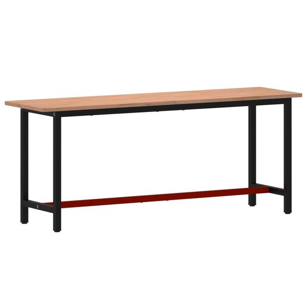 vidaXL Banco da Lavoro 200x55x81,5 cm Legno Massello Faggio e Metallo