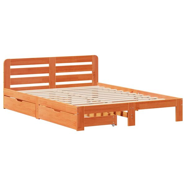 vidaXL Letto senza Materasso Marrone Cera 140x190 cm in Legno di Pino