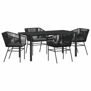 vidaXL Set da Pranzo per Giardino con cuscino 5 pcs Nero
