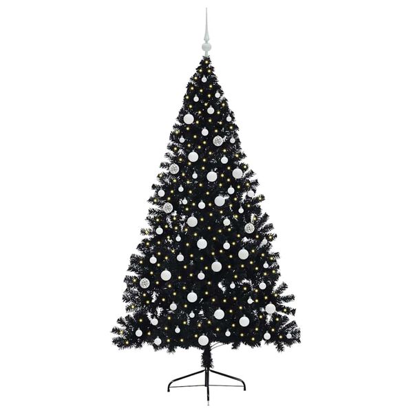 vidaXL Albero di Natale artificiale con luci integrate Nero 180 cm PVC