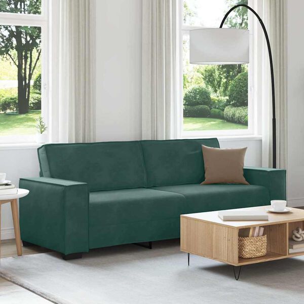 vidaXL Divano a 3 Posti Verde Scuro 220x78x84 cm in Velluto