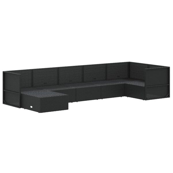 vidaXL Set Salotto da Giardino con Cuscini 7pz Nero Polyrattan