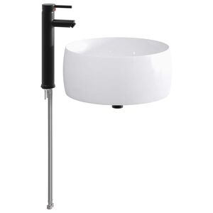 vidaXL Lavabo con rubinetto e scarico Nero Opaco 38,5 x 38,5 x 16 cm