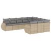 vidaXL Set Divano da Giardino 10 pz con Cuscini Beige in Polyrattan