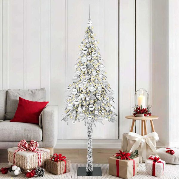 vidaXL Albero di Natale con 300 LED Bianco 180 cm PE e Acciaio