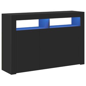 vidaXL Credenza con Luci LED Nera 115,5x30x75 cm
