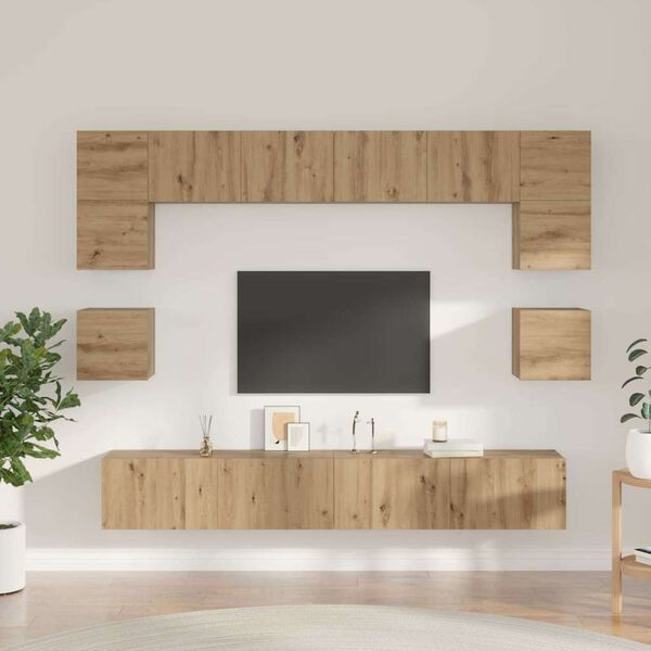 vidaXL Set mobile TV 8 pcs Rovere artigianale Legno multistrato