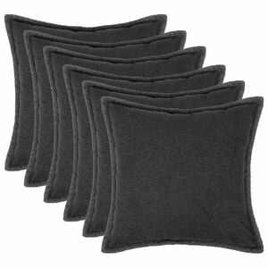 vidaXL Federa 6 pcs HOUTEN Grigio Scuro 30 x 30 cm Boucl&eacute;