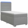 vidaXL Letto con Box Spring, Materasso e LED Grigio Chiaro 90 x 190 cm