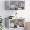 vidaXL Mobili a Muro con Ante in Vetro 2pz Grigio Cemento 68,5x37x35cm