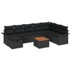 vidaXL Set Divano da Giardino 9 pz Nero Poly Rattan