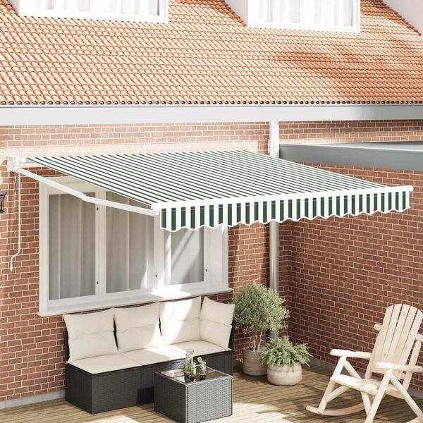 vidaXL Tenda da Sole Verde e Bianco 300 x 250 x 165 cm Poliestere