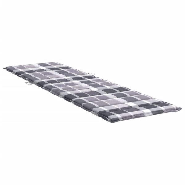 vidaXL Cuscino per Lettino a Quadri Grigi 200x60x3 cm Tessuto Oxford