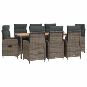 vidaXL Set da pranzo per esterni 9 pz Grigio chiaro e grigio scuro