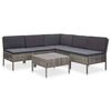 vidaXL Set Divani da Giardino 6 pz con Cuscini in Polyrattan Grigio