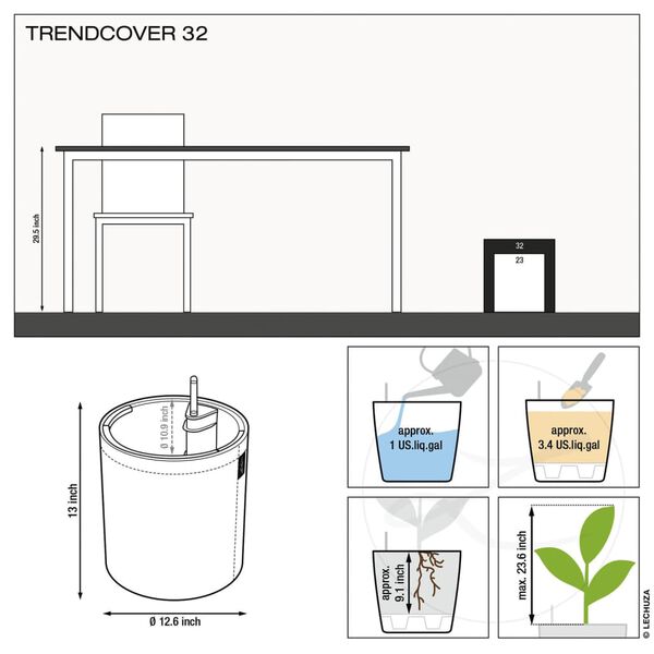 LECHUZA Fioriera TRENDCOVER 32 Cork ALL-IN-ONE Naturale Chiaro