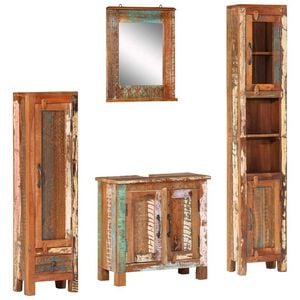vidaXL Set Mobili da Bagno 4 pz in Legno Massello di Recupero