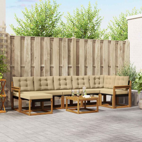 vidaXL Set di divani da esterno con cuscino 8 pcs Naturale e Beige