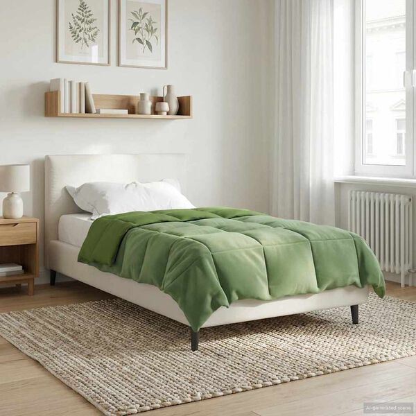 vidaXL Duvet Estivo Trapuntato Verde 135 x 220 cm Microfibra