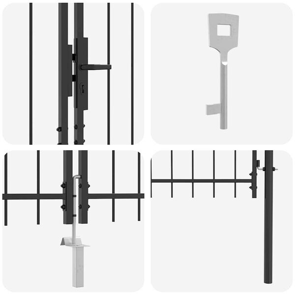 vidaXL Cancello da giardino Nero 175 x 500 cm