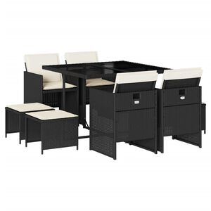 vidaXL Set Pranzo da Giardino 9 pz con Cuscini Beige Misto Polyrattan