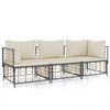 vidaXL Set Divani da Giardino 3 pz con Cuscini Antracite in Polyrattan