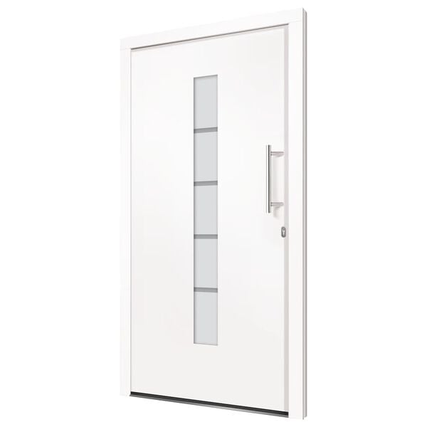 vidaXL Porta d'Ingresso in Alluminio e PVC Bianco 100x210 cm