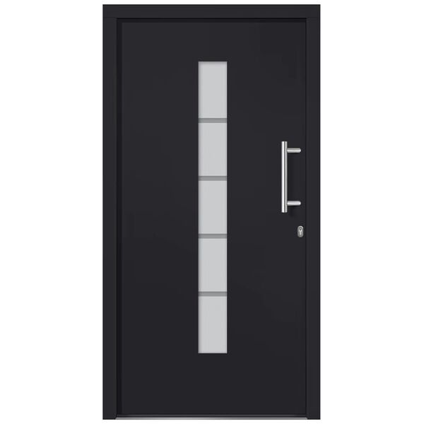 vidaXL Porta d'Ingresso in Alluminio e PVC Antracite 110x210 cm