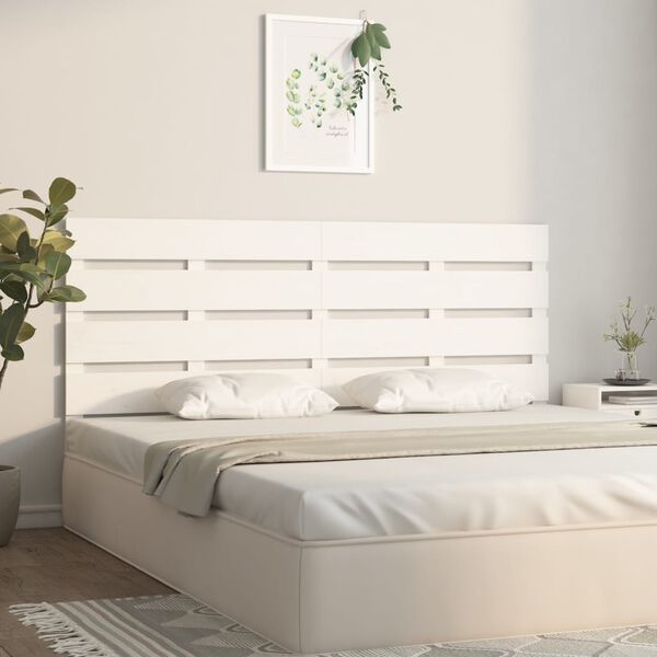 vidaXL Testiera per Letto Bianca 180x3x80 cm in Legno Massello di Pino