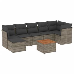 vidaXL Set Divano da Giardino 8 pz con Cuscini Grigio in Polyrattan
