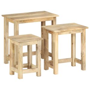 vidaXL Tavolini Impilabili 3 pz in Legno Massello di Mango