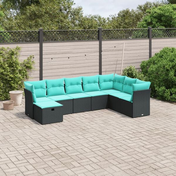 vidaXL Set Divani da Giardino 8 pz con Cuscini Marrone in Polyrattan
