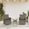 vidaXL Sedie Giardino con Cuscini 2pz Grigie Polyrattan Legno Massello
