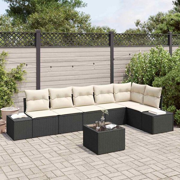 vidaXL Set Divano da Giardino 7 pcs Marrone e Crema polyrattan