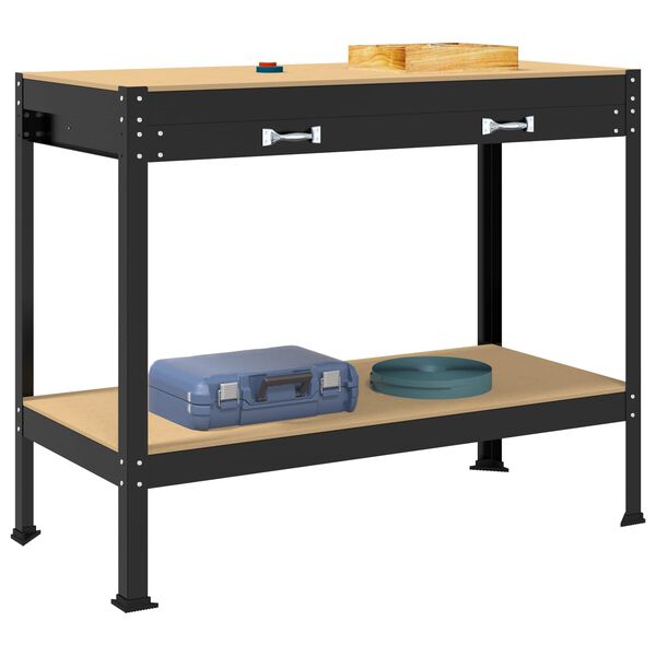 vidaXL Banchi da lavoro Nero 114 x 54 x 91 cm Legno multistrato