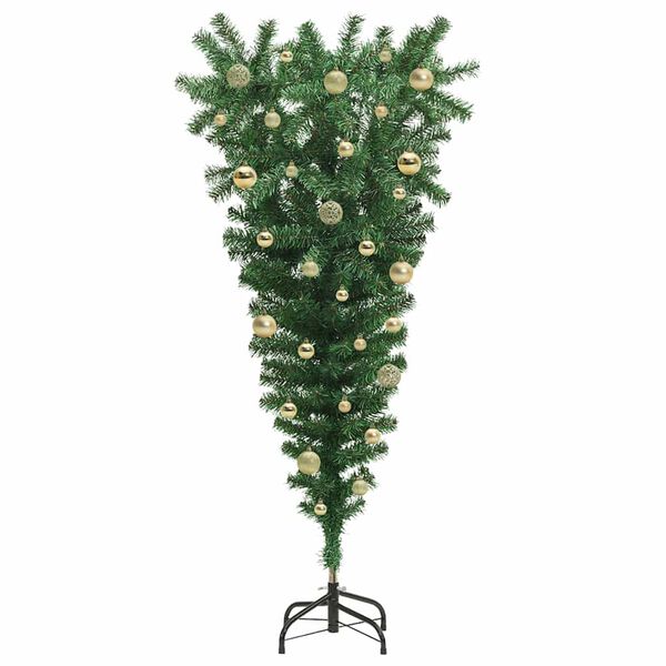 vidaXL Albero di Natale artificiale pre-illuminato rovesciato con set di palline