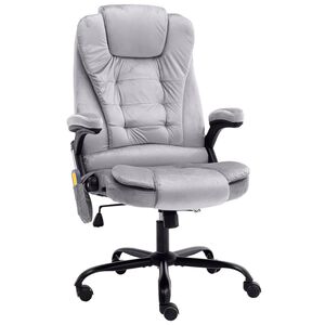 vidaXL Sedia da Ufficio Massaggiante Grigio Chiaro in Velluto