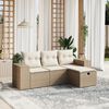 vidaXL Set Divano da Giardino 4 pz con Cuscini Beige in Polyrattan