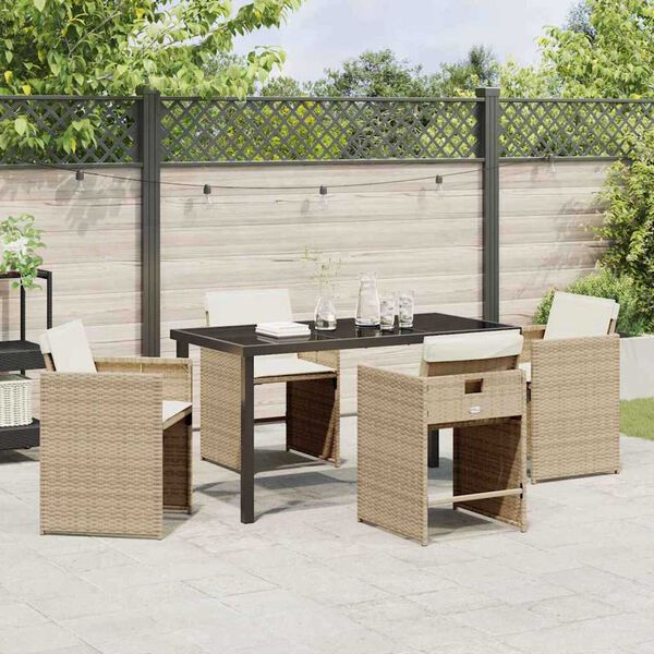 vidaXL Set da Pranzo per Giardino 5 pcs Beige polyrattan