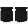 vidaXL Armadio da Notte con cassetto 2 pcs Rovere Nero 35 x 39 x 55 cm