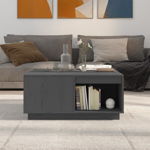 vidaXL Tavolino da Salotto Grigio 80x81x36,5 cm Legno Massello di Pino
