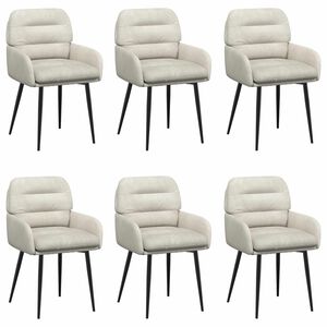 vidaXL Sedie da pranzo 6 pz Velluto Crema 59 x 59,5 x 90 cm