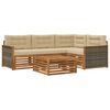 vidaXL Set di divani da esterno con cuscino 5 pcs Naturale e Beige
