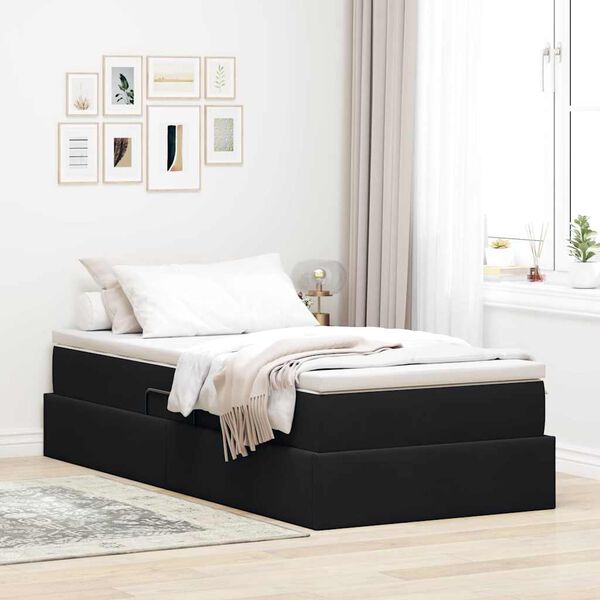 vidaXL Letto con contenitore e materasso Nero 100 x 200 cm Velluto